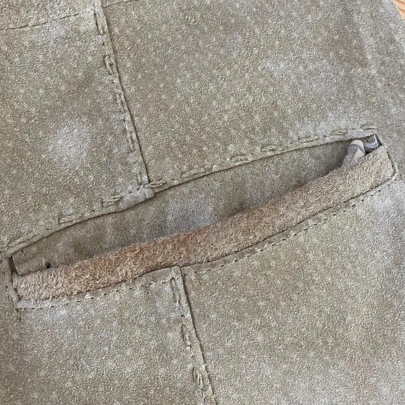 Vtg 90s Y2K Wet Seal Medium Trench Coat Jacket 100% Leather Suede Belted Tan - Picture 4 of 9